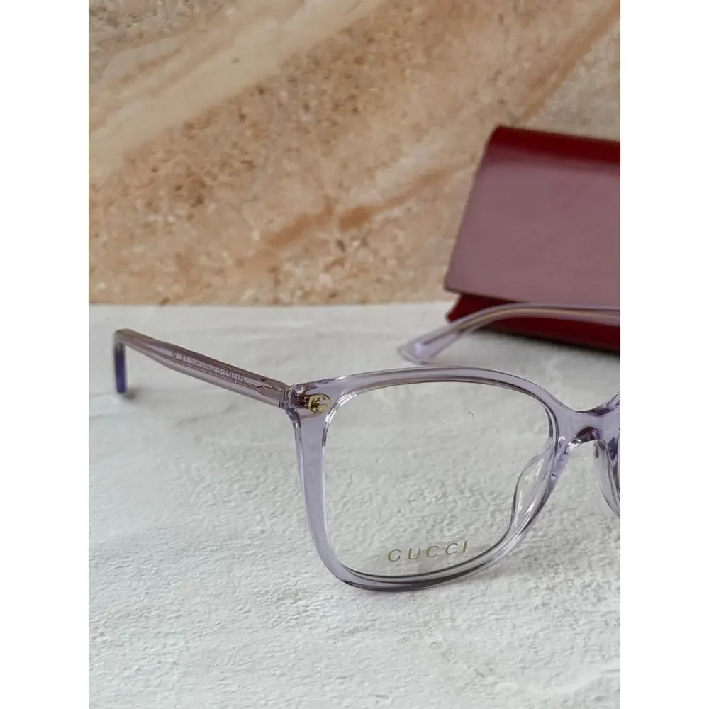NEW Gucci GG0026O Transparent Lilac Cat Eye Eyeglasses Frames